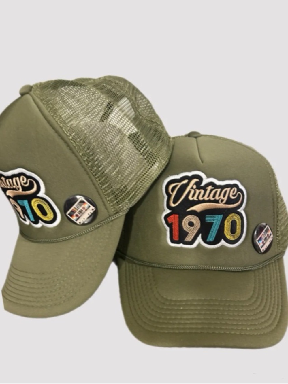 Vintage 1970 Olive Green Trucker Cap - Men